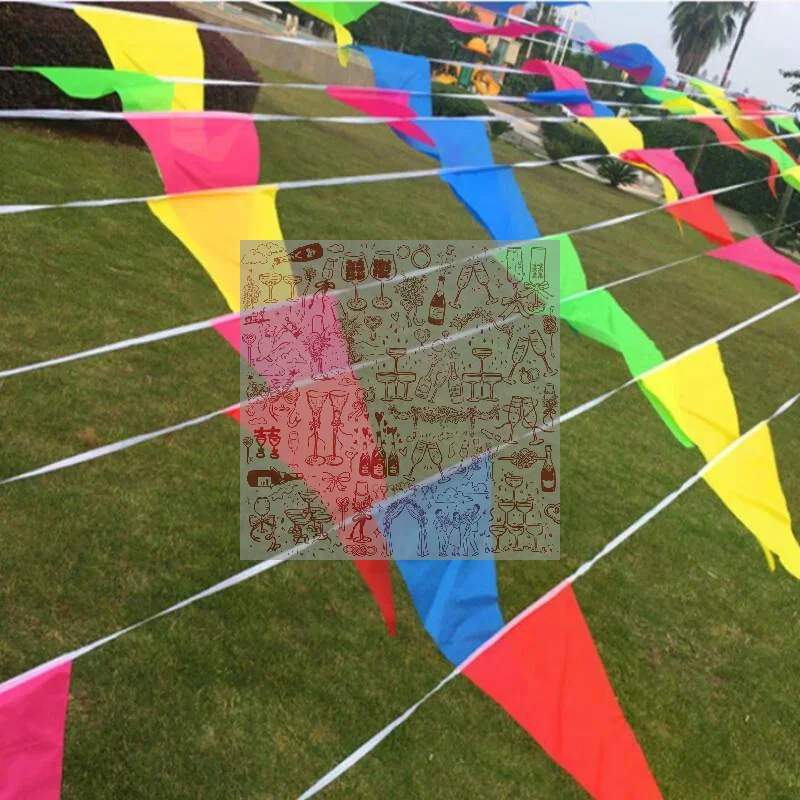 80/100Meter Multicolor Bunting Triangle Flags Fiesta Flag Banner Birthday Party Decoration Colorful Pennants Banner Flag