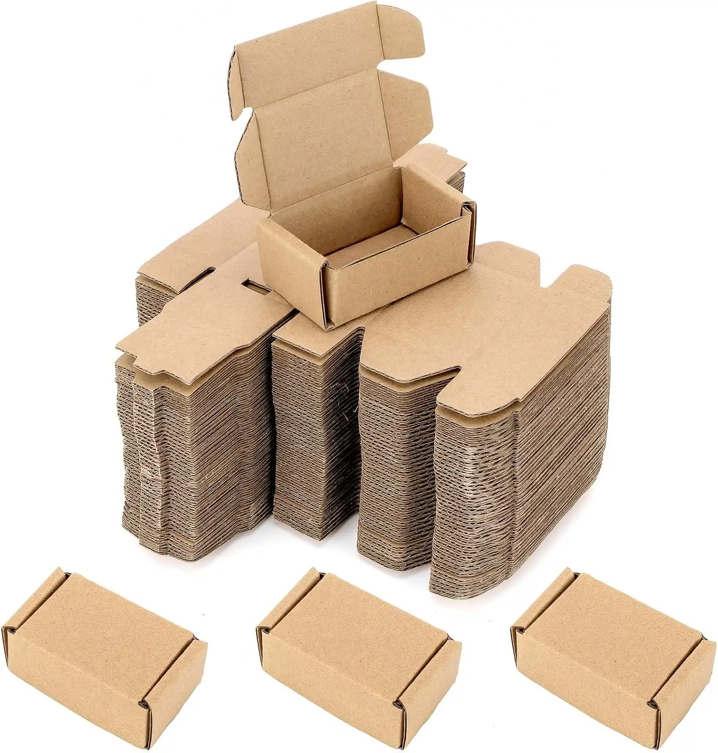 

50 Pack Foldable Kraft Boxes 2.8x1.6x1.1 in Small Cardboard for Jewelry, Candy, Party Favors, Shipping