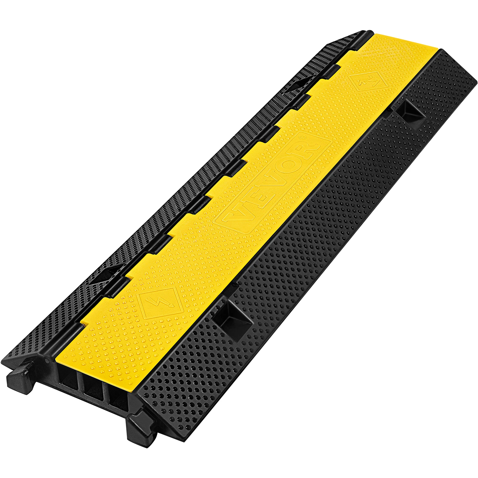 VEVOR 3 Channel Rubber Cable Protector Ramp 1.2 x 1.2 Inch Channel Heavy Duty Cable Wire Cord Cover Ramp Speed Bump Driveway