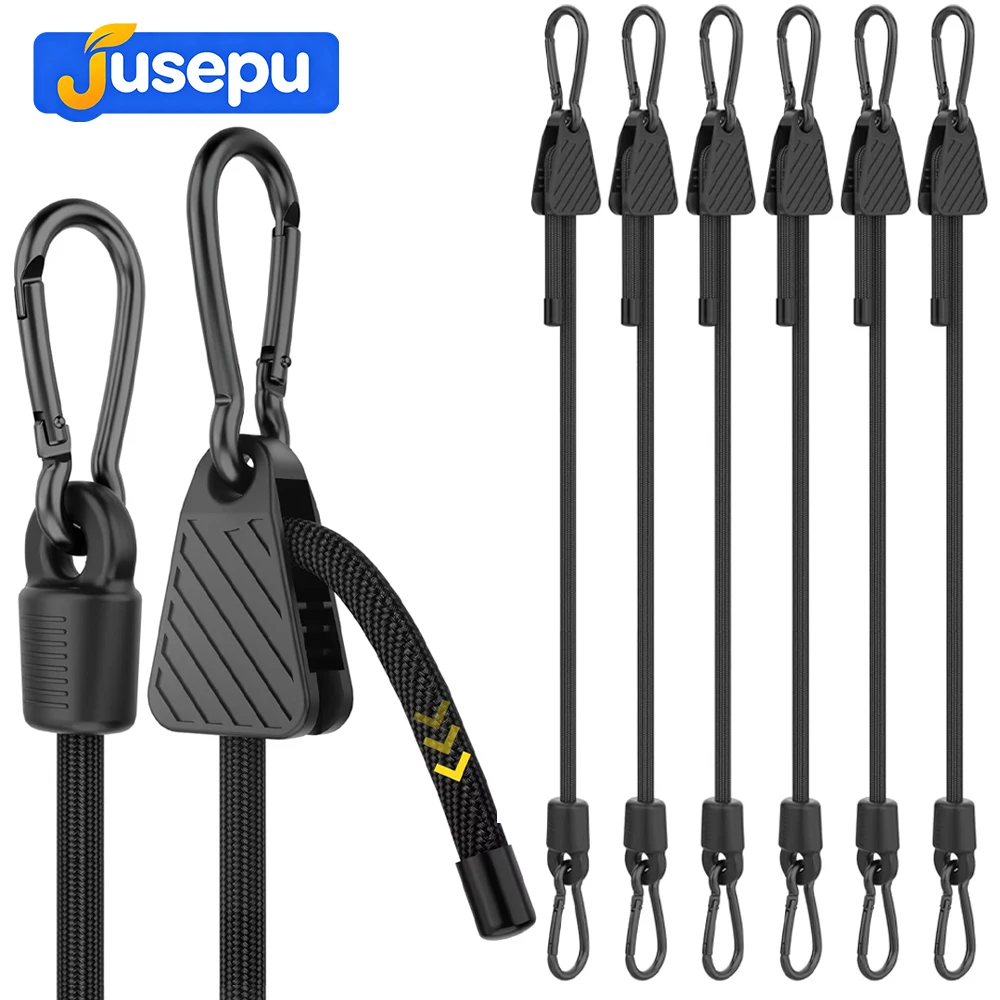 2/6pcs Adjustable Bungee Cord with Hooks 7-48in Heavy Duty Elastic Tie Down Strap, Cargo Bike Rack Camping Tent Secure Rope