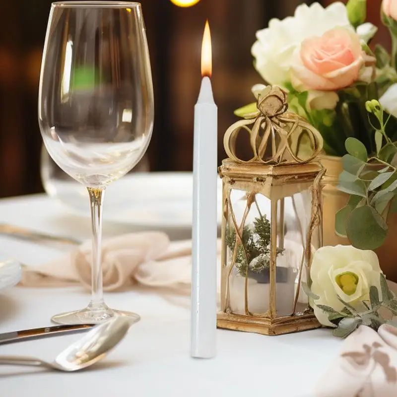 Taper Candles 10pcs Paraffin Wax Unscented Candle 16x1.2cm Emergency Candle Smokeless Candlesticks for Wedding Dinner Decoration