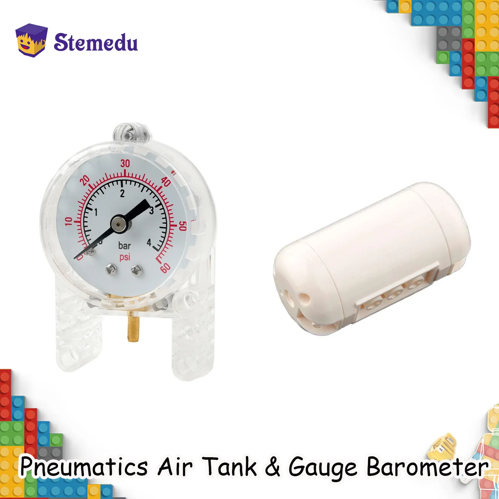 MOC التقنية الهوائية خزان الهواء قياس الضغط بارومتر اللبنات جزء الطوب لتقوم بها بنفسك اللعب الهدايا 75974 64065 67C01 #1