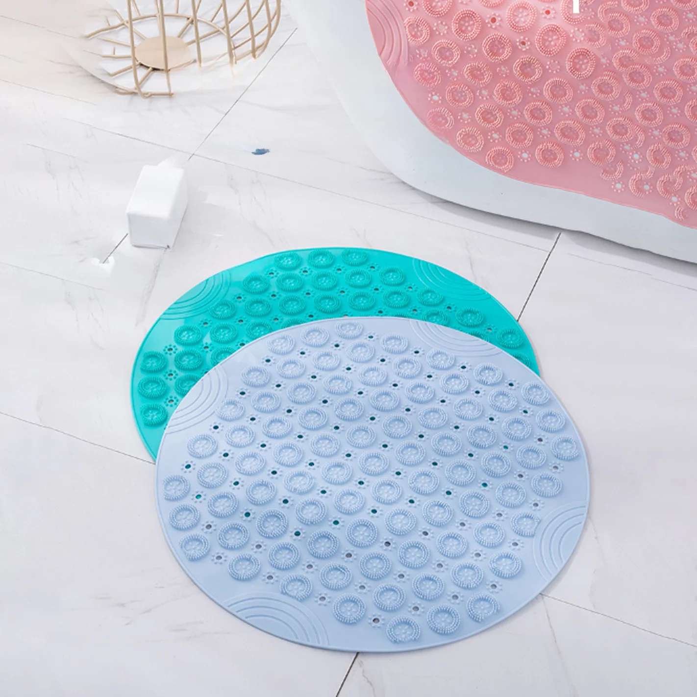 Bathroom TPR Bathing Non Slip Mat Home Toilet Floor Mat Circular Non Slip Foot Mat Hotel Bathroom Massage Rubbing Foot Mat