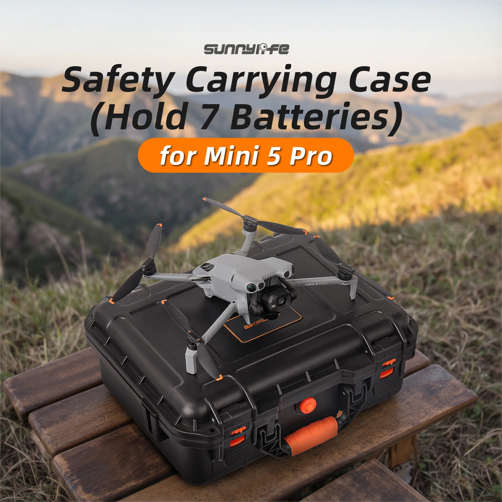 Sunnylife For DJI Mini 5 Pro Waterproof Safety Box Storage Bag Anti Drop Protection Outdoor Large Capacity Carrying Case