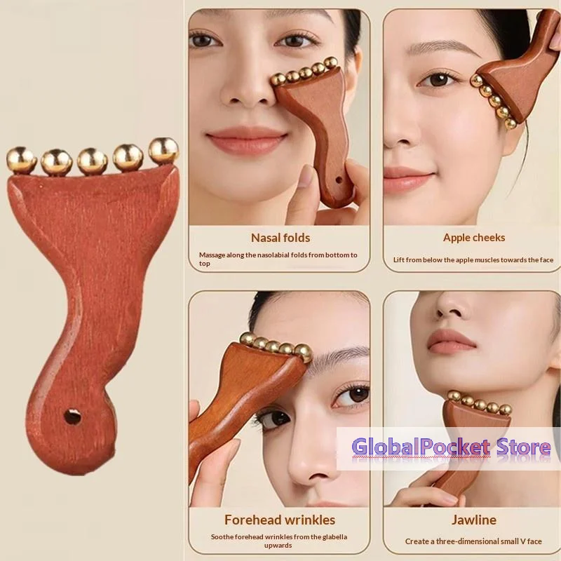 [TG823]Meridians Massage Comb Copper Sandalwood Meridians Comb Needling Guasha Scalp Massage Brush Relax Body Massager
