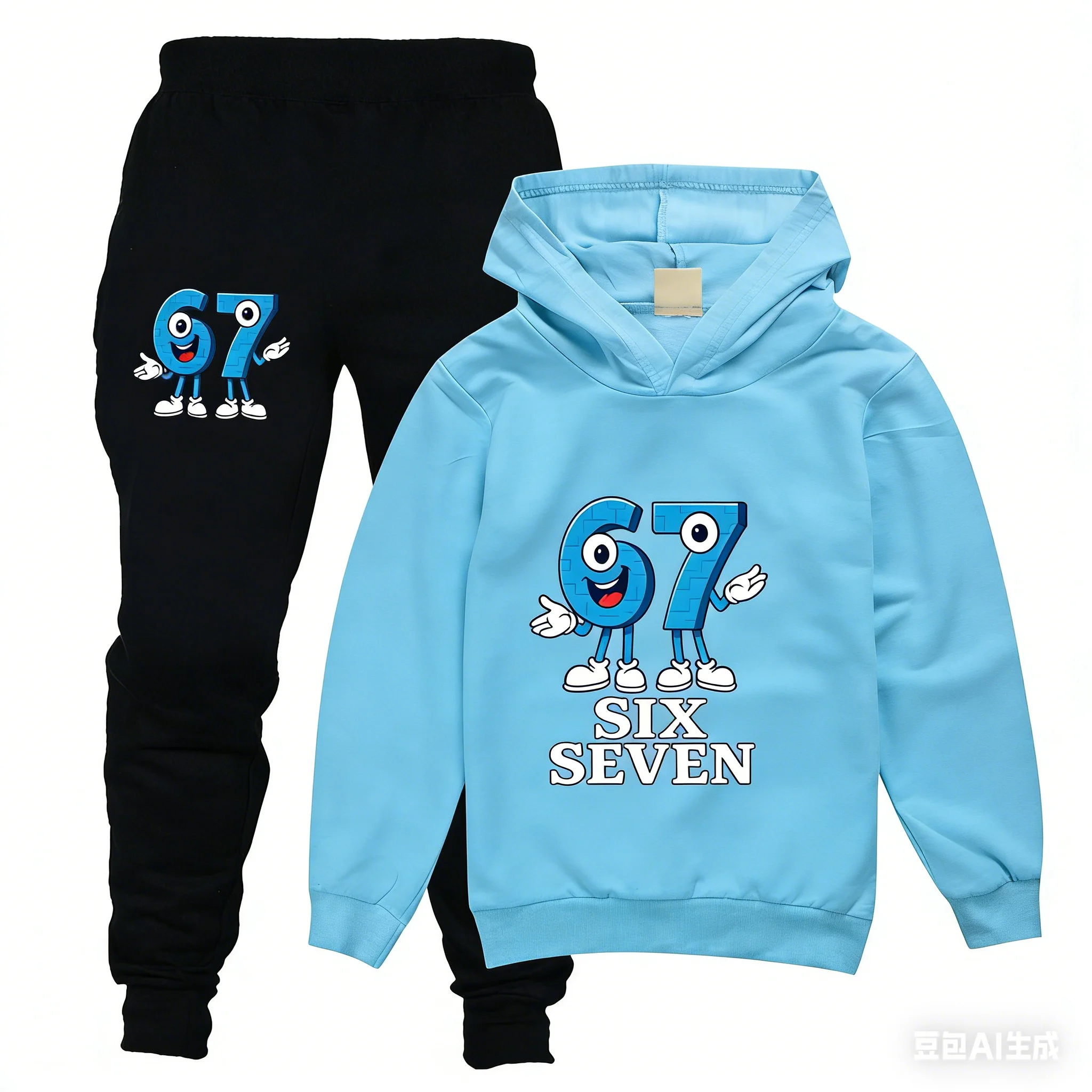 2-teiliges Steal A Brainrot Kinder-Trainingsanzug-Set Anime 67 Six Seven Hoodies Hosen Neuer Dünner Sweatshirt-Jogginganzug Kinderkleidung – Detail 6