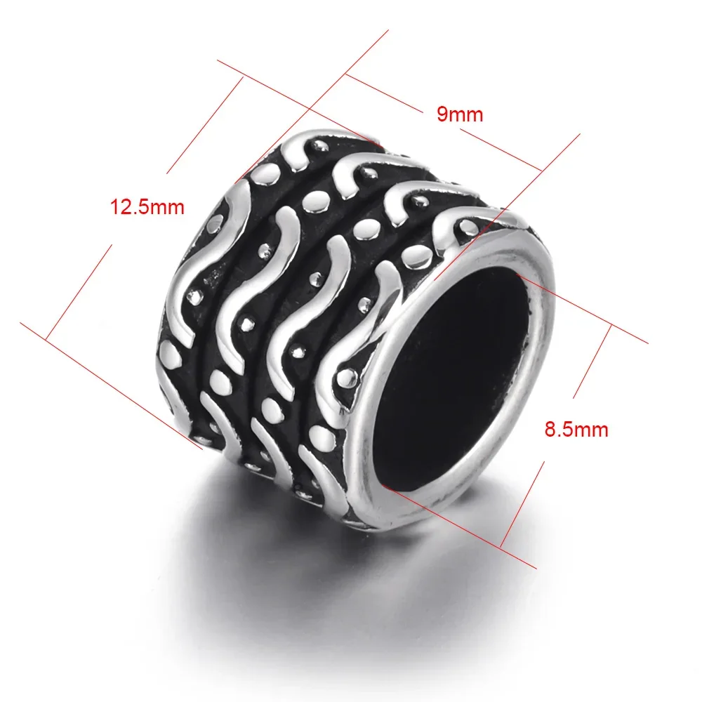 Stainless Steel Large Hole Beads Blacken Slider Charms Fit 8mm Leather Bracelet Supplies Jewelry Making DIY Findings