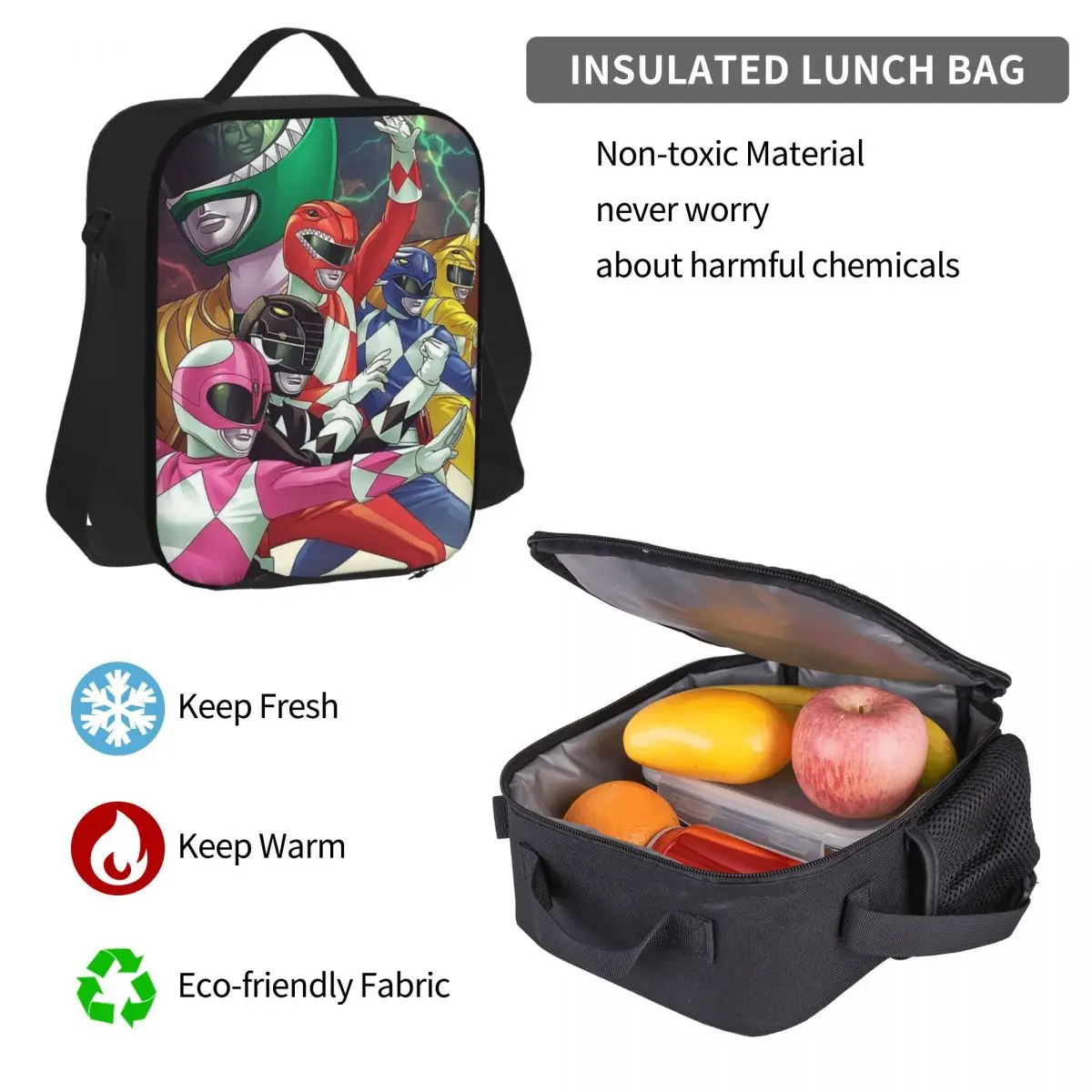 Mighty Morphin Power Ranger Backpacks Boys Girls Bookbag Students School Bags Kids Rucksack Lunch Bag Pen Bag Three-Piece Set