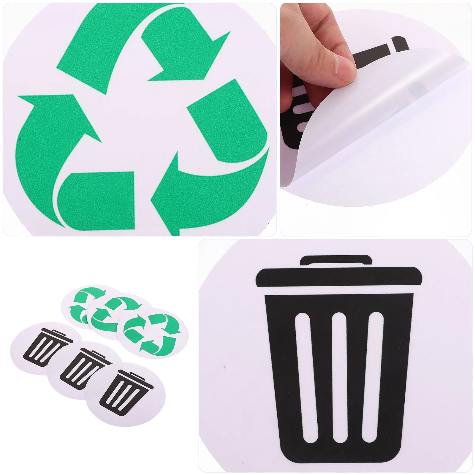 

6Pcs Waste Sorting Stickers Reusable Waterproof for Home Office Park Outdoor Trash Can Recycling Labels Garbage