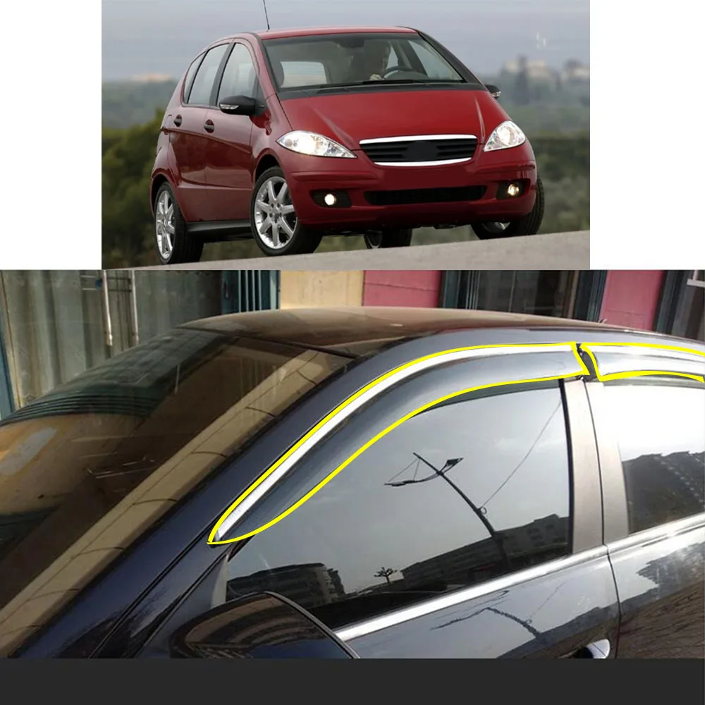 

Car Sticker Plastic Window Glass Wind Visor Rain/Sun Guard Vent For Mercedes Benz A Class Hatchback W169 2004 2005 2006-2012