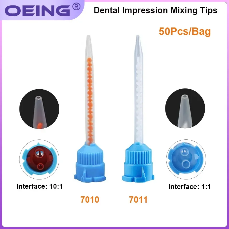 50Pcs Dental Impression Mixing Tips Dentistry Silicone Rubber Conveying Mixing Head Disposable Nozzles Mixing Tube Dental Tools