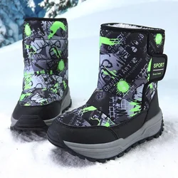 Stivali da neve per bambini grandi ragazzi Scarpe invernali in pelliccia calda Taglia 31-39 #   Calzature per bambini in peluche Calzature mimetiche antiscivolo impermeabili 222