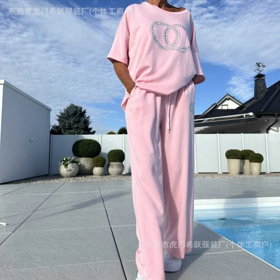 Nuovi abiti da donna europei e americani, AliExpress, set da 2 pezzi da donna con diamanti caldi, autunno casual