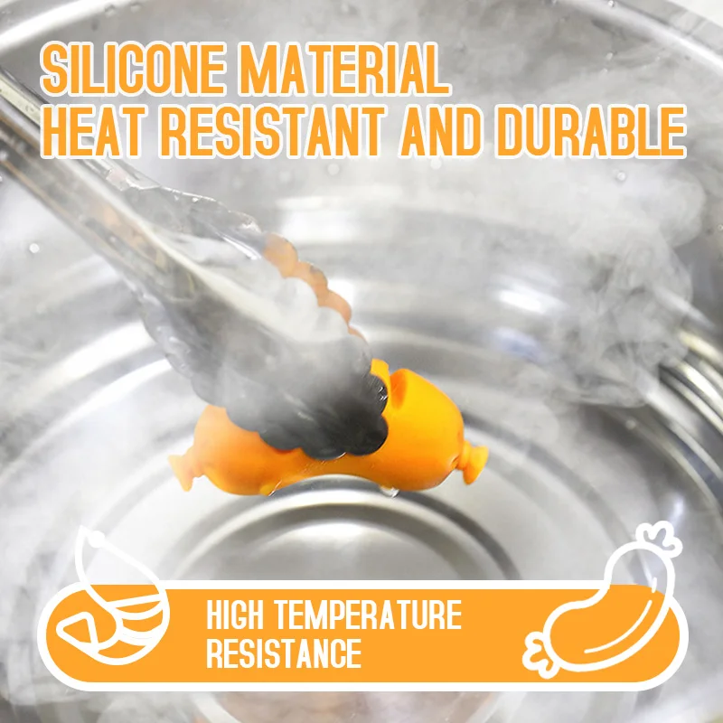 Dispositivo de elevación de tapa de olla en forma de cebollino, camarones cocidos y salchichas de silicona creativas, herramienta pequeña de cocina antidesbordamiento, 1 ud.
