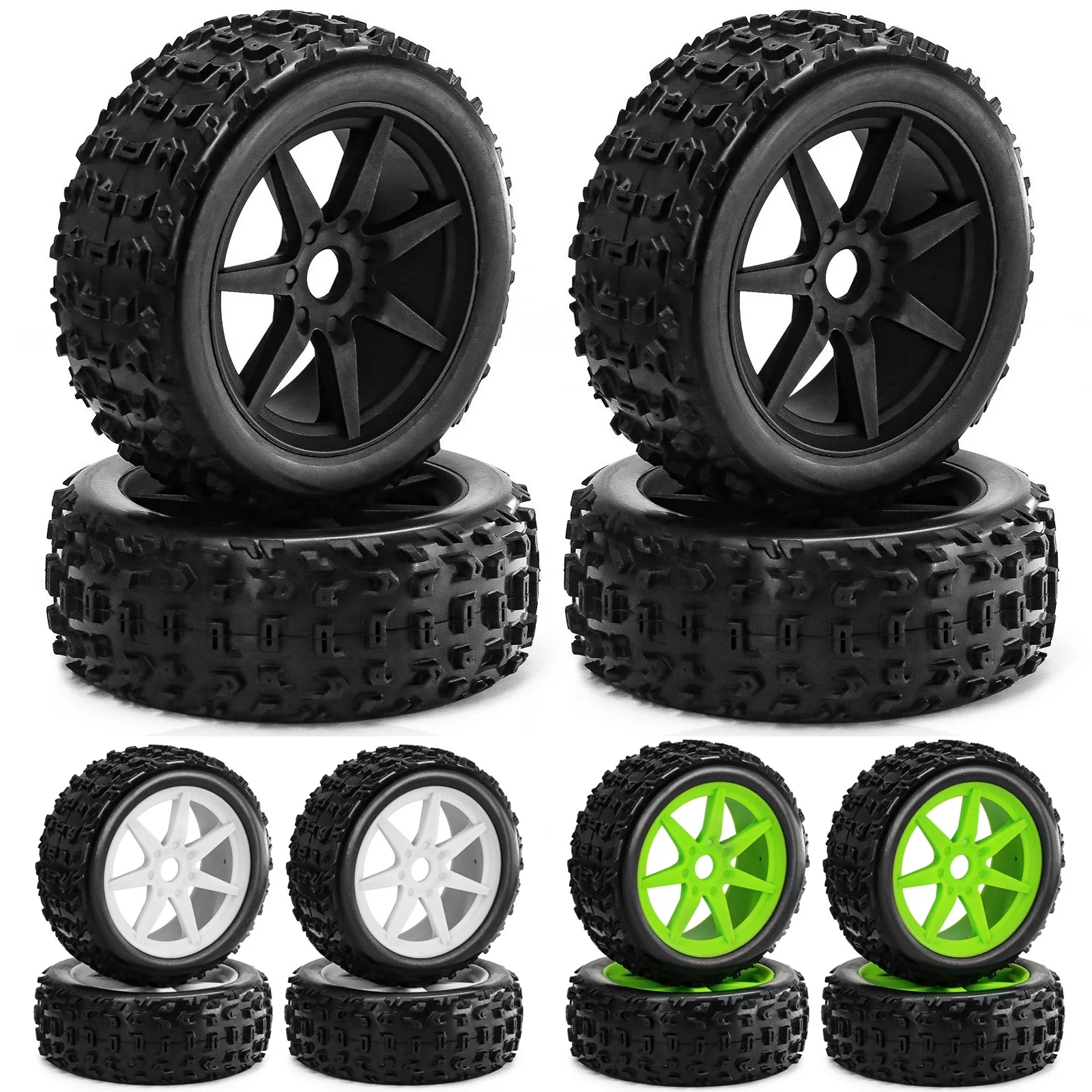 4pcs 118mm 1/8 RC Off-Road Buggy Tires Wheel 17mm Hex for ARRMA Typhon Talion Traxxas Redcat Team Losi Kyosho HPI WR8 HSP RC Car