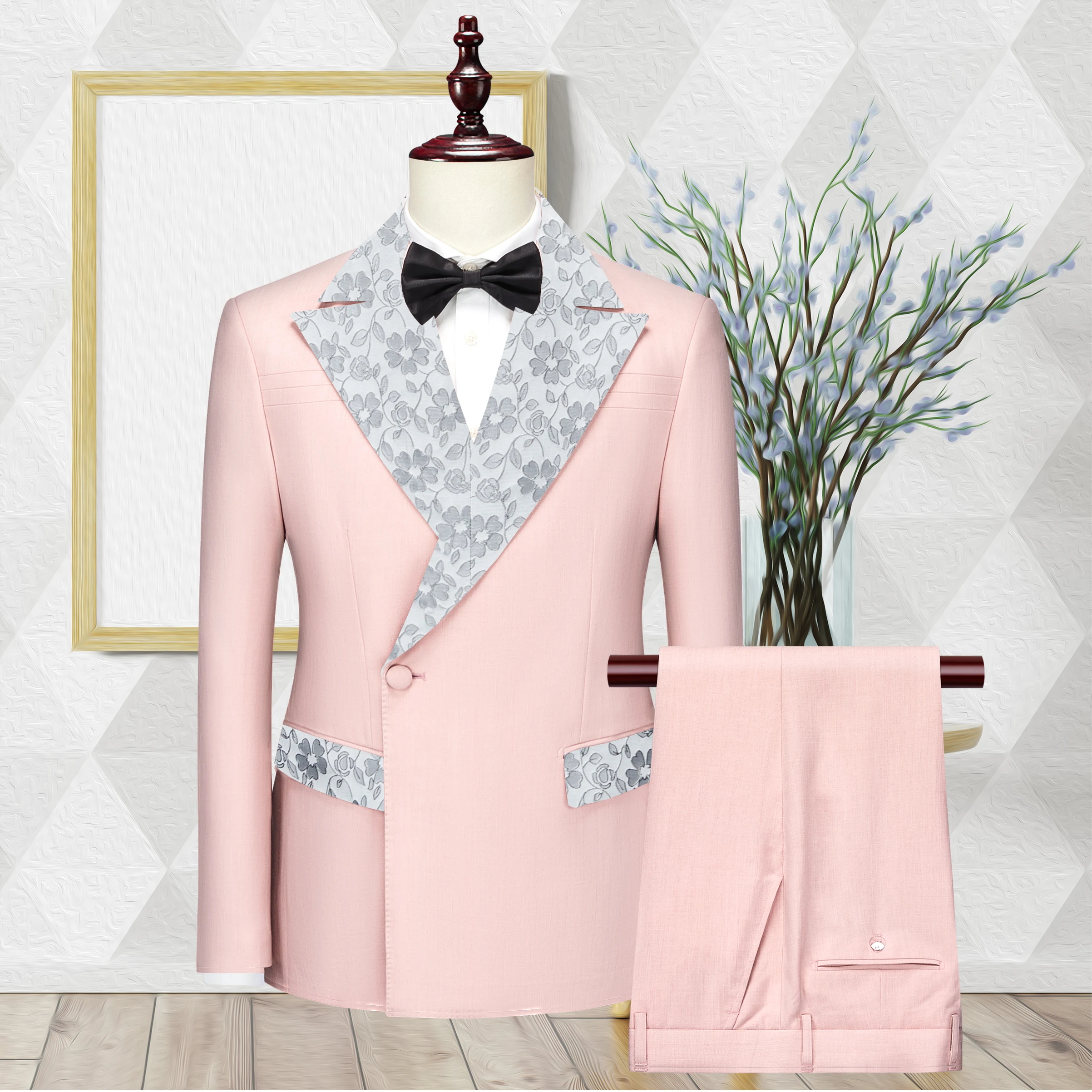 Gwenhwyfar luxo masculino ternos de casamento pico lapela traje homme masculino terno smoking fino ajuste noivo baile blazer 2 peças