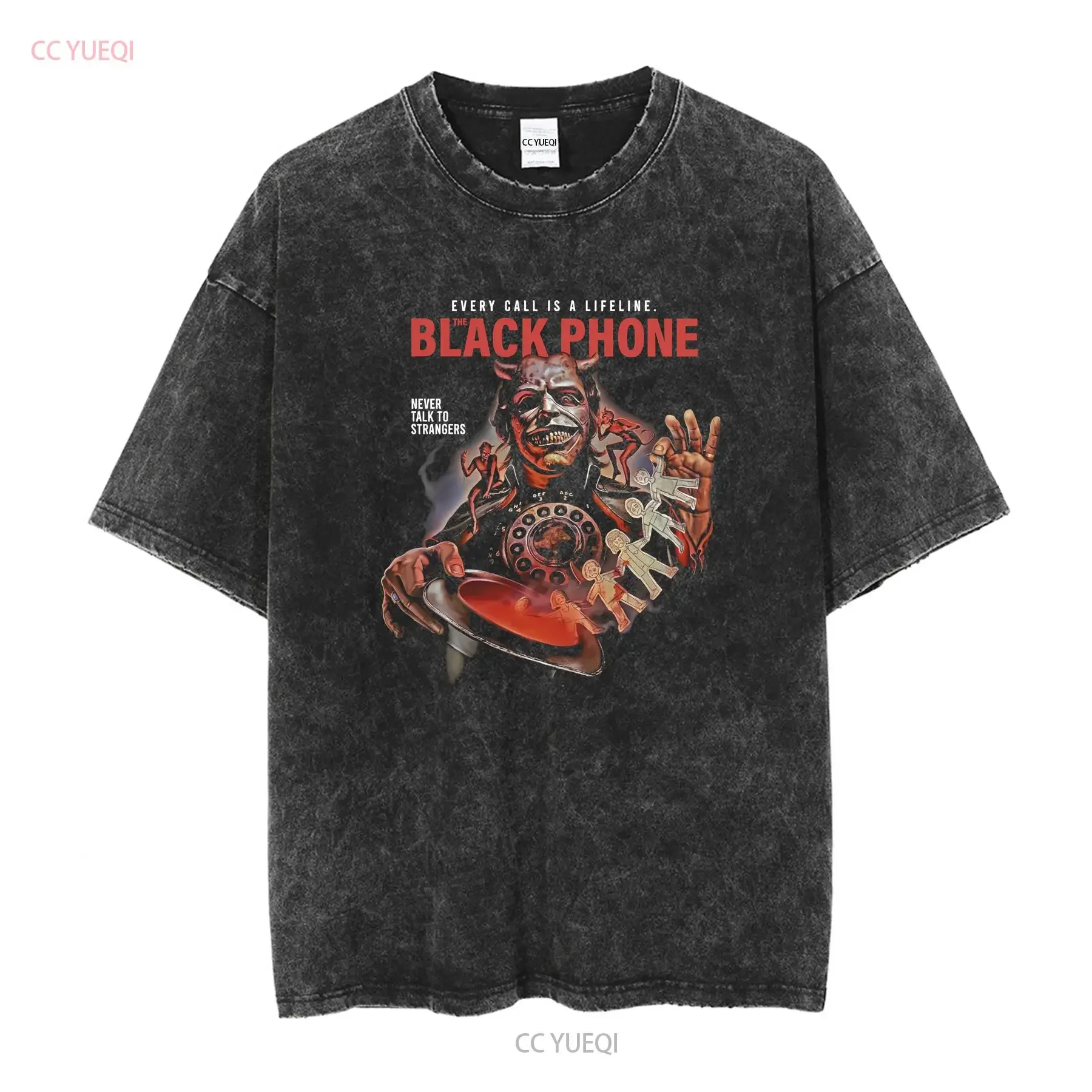 تي شيرت The Black Phone Grabber Horror Movie تي شيرت قطني S 3XL عتيق مغسول مريح ممتد ناعم مصمم ملابس عصرية