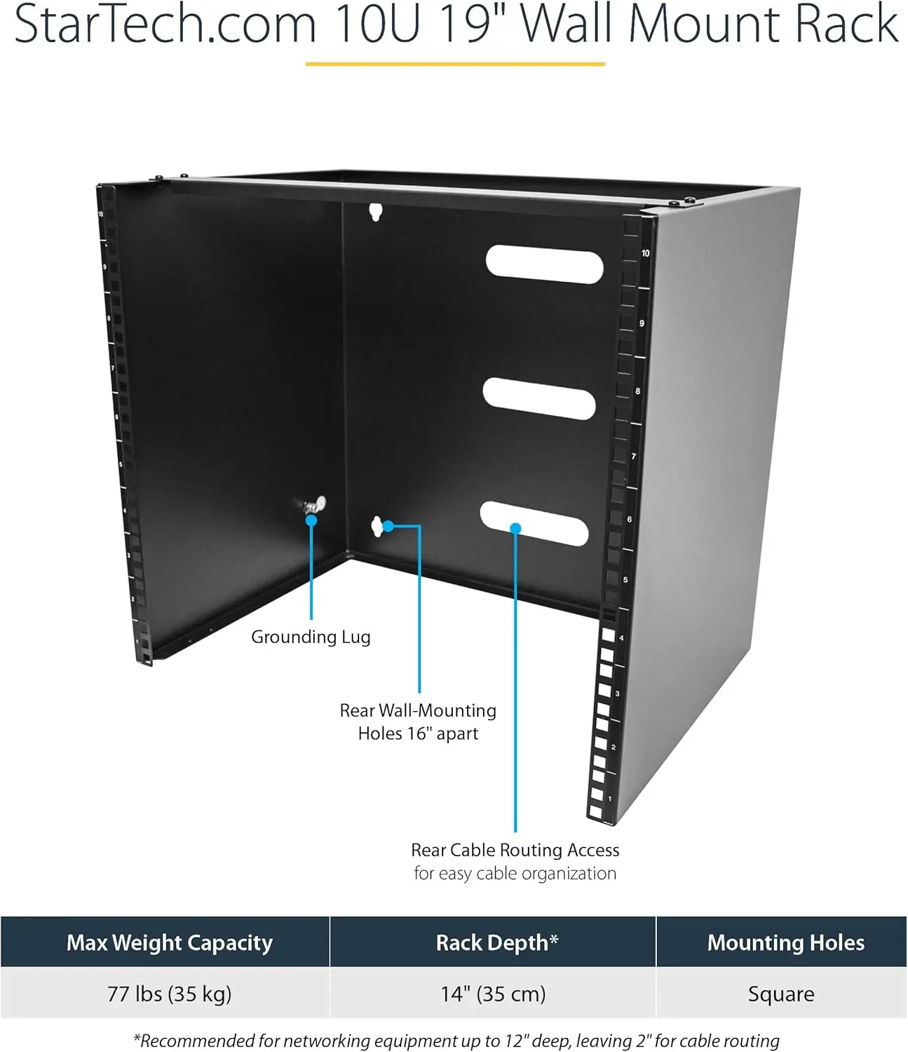 Wall Mount Network Rack, 14 in Deep (Low Profile), 19