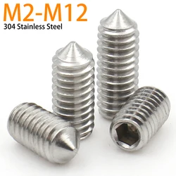 20/10/5pcs M2.5 M3 M4 M5 M6 M8 M10 M12 DIN914 304 Stainless Steel Hexagon Hex Socket Allen Cup Point Grub Screws Set Screw Bolt