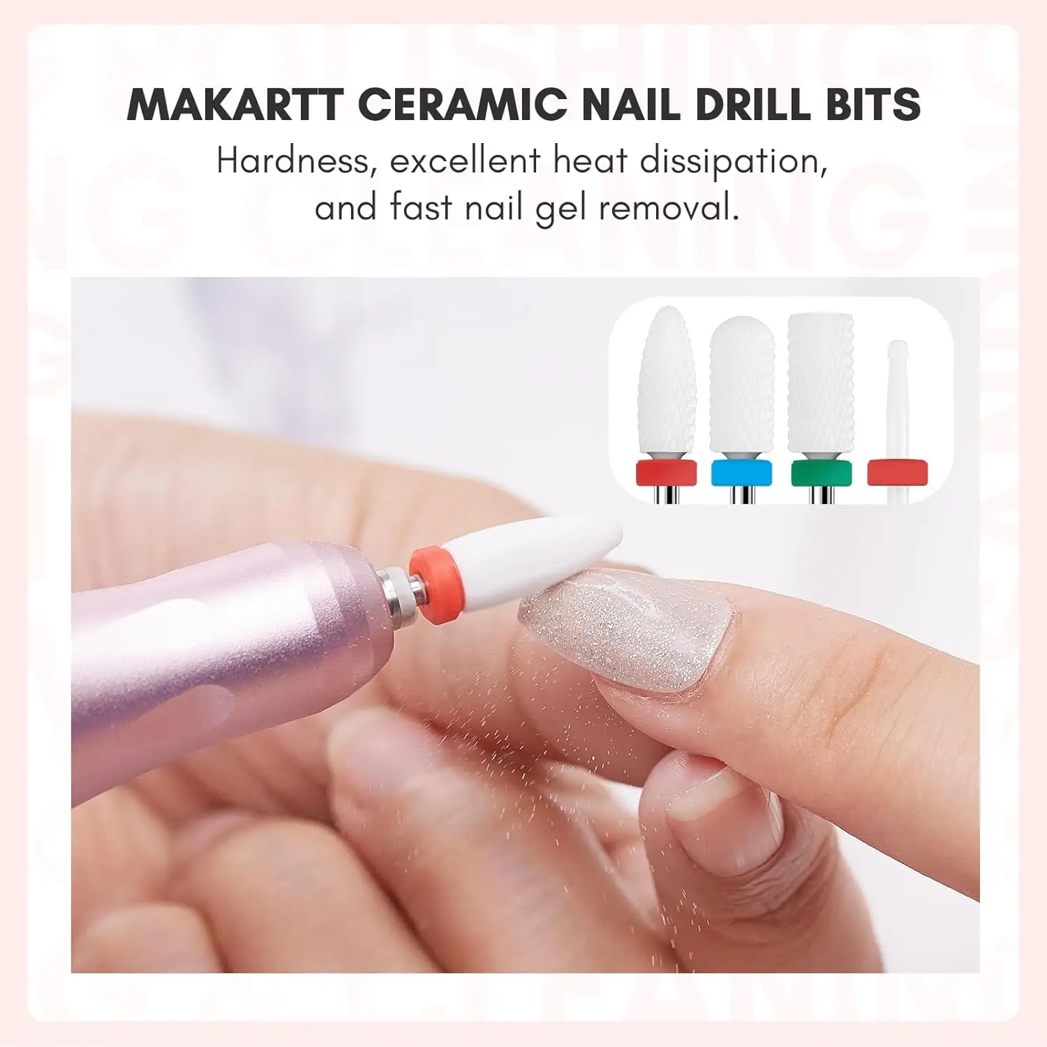 Makartt ネイルドリルビット: ネイルドリル E-ファイル用ダイアモンドサンディングビットセット 10 個、アップグレードされたキューティクルクリーナージェルポリッシュリムーバーツールビット