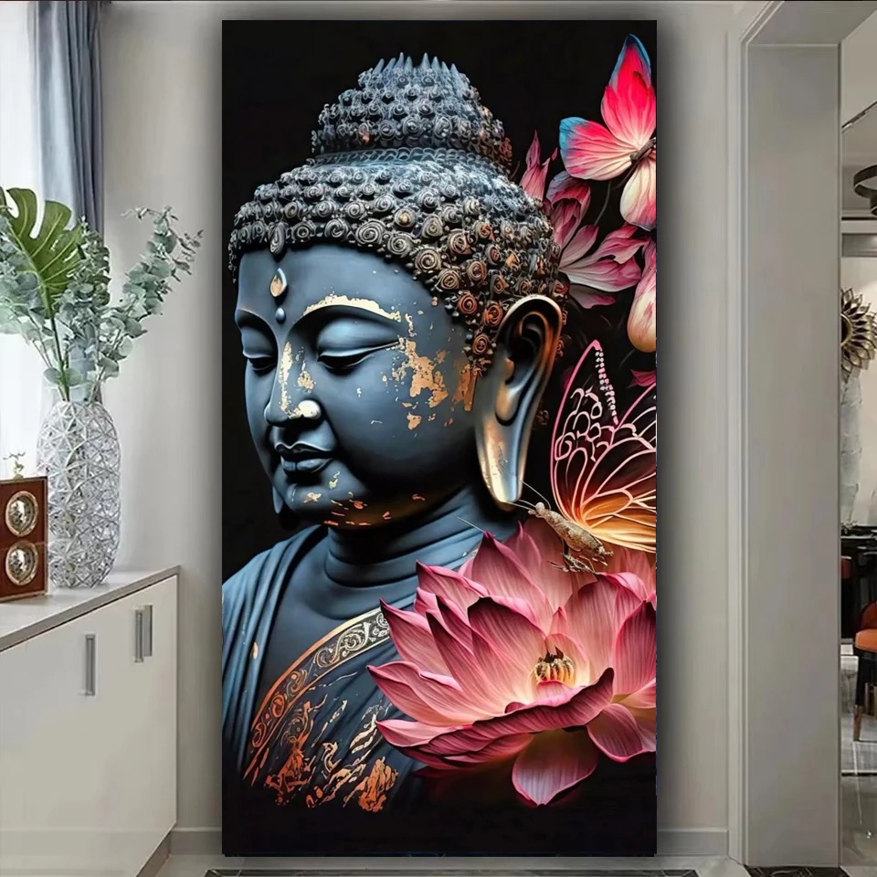 

DIY алмазная живопись красный лотос статуя Будды Алмазная мозаика ювелирные изделия вышивка крестиком украшения дома аксессуары новые поступления 2025