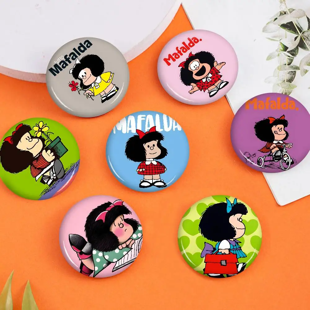 M-Mafalda Socially-Conscious-Comic 58mm Animals Funny Brooches Badge Backpack Clothes Gift Accessory
