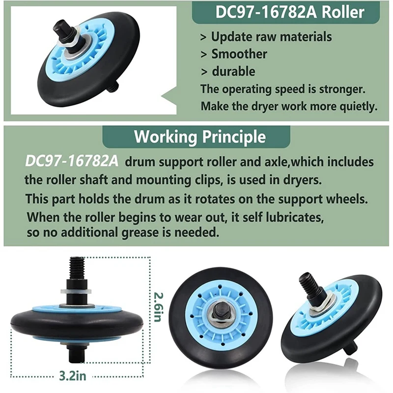 dryer parts Dryer Repair Kit Dryer Includes DC97-16782A Dryer Roller DC93-00634A Idler Pulley 6602-001655 Dryer Belt,