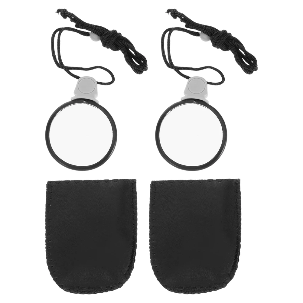 

2pcs Portable Hanging Magnifying Glass Rope Mini Handheld Loupe Necklace Pendant Travel Outdoor Seniors Reading Inspection