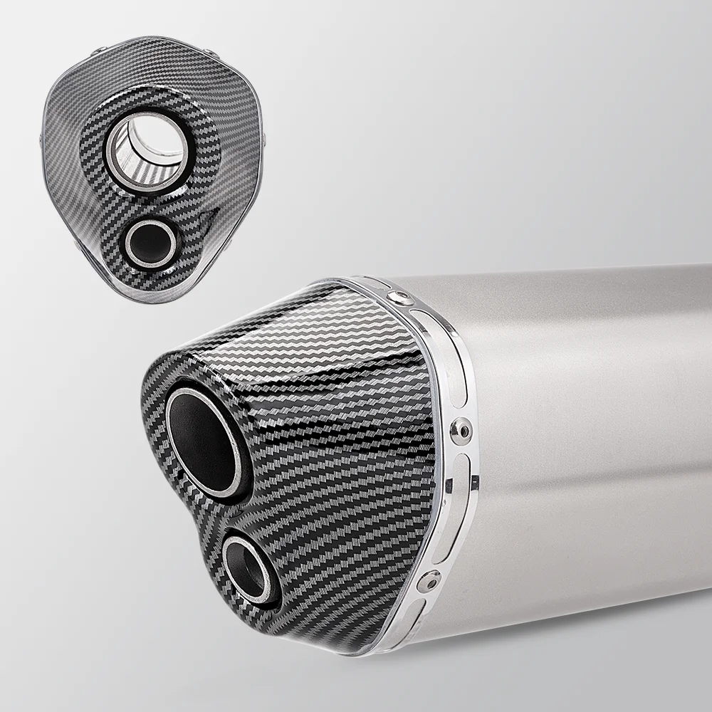 470mm Universal 51mm Motorcycle Exhaust Pipe Dual Hole Tail Section Muffler Moto Performance Exhaust System Parts db killer