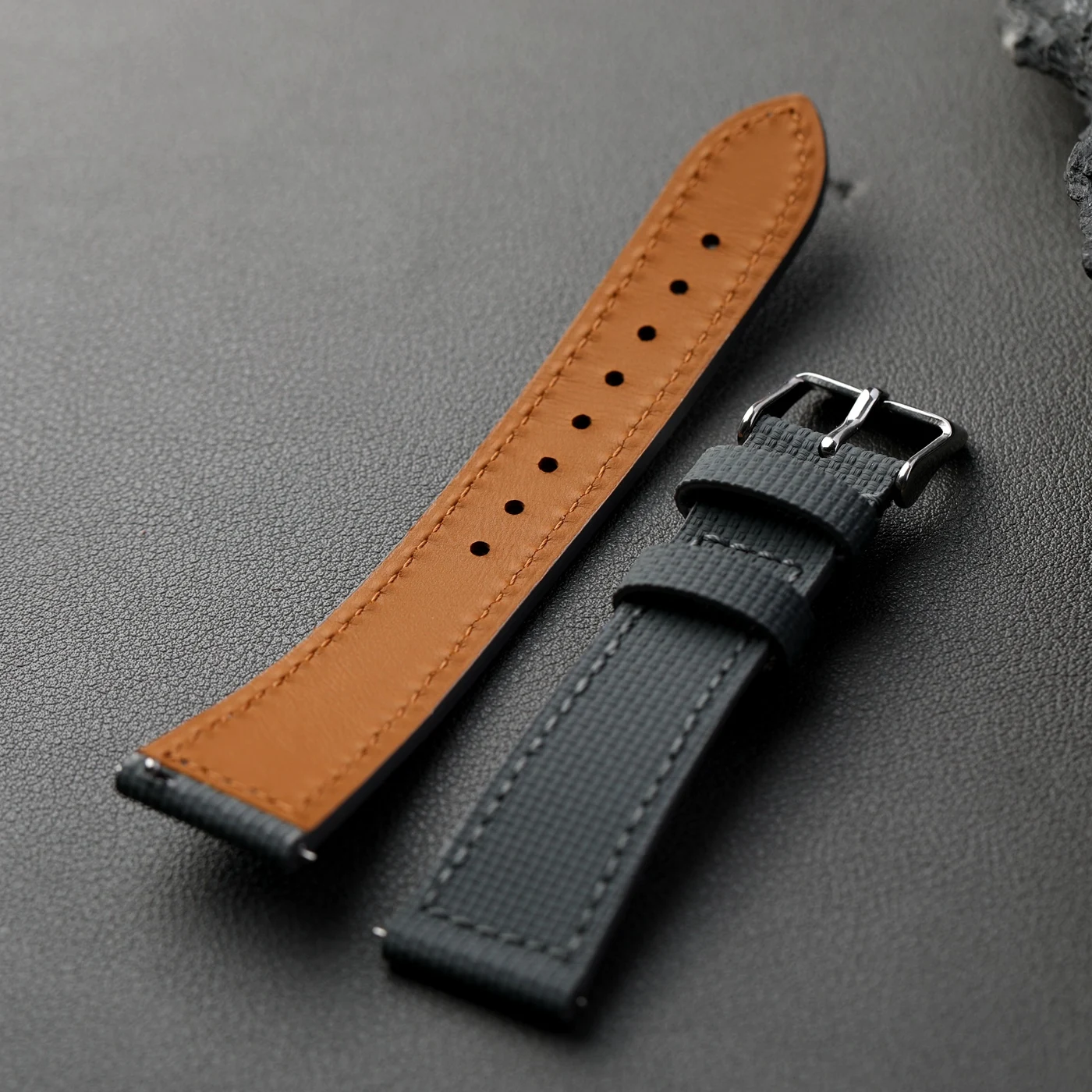 手作りフッ素ゴムストラップ、18 19 20 21 22MM ソフトフィットレザーストラップ、レトロスタイルメンズストラップ、クイックデタッチメント、ブルーブラックグレー