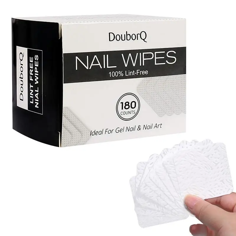 Lint Free Nail Wipes Almofadas de algodão, absorvíveis Toalhetes de limpeza, cílios Extensão Suprimentos, imersão, 360 Pcs, 180Pcs