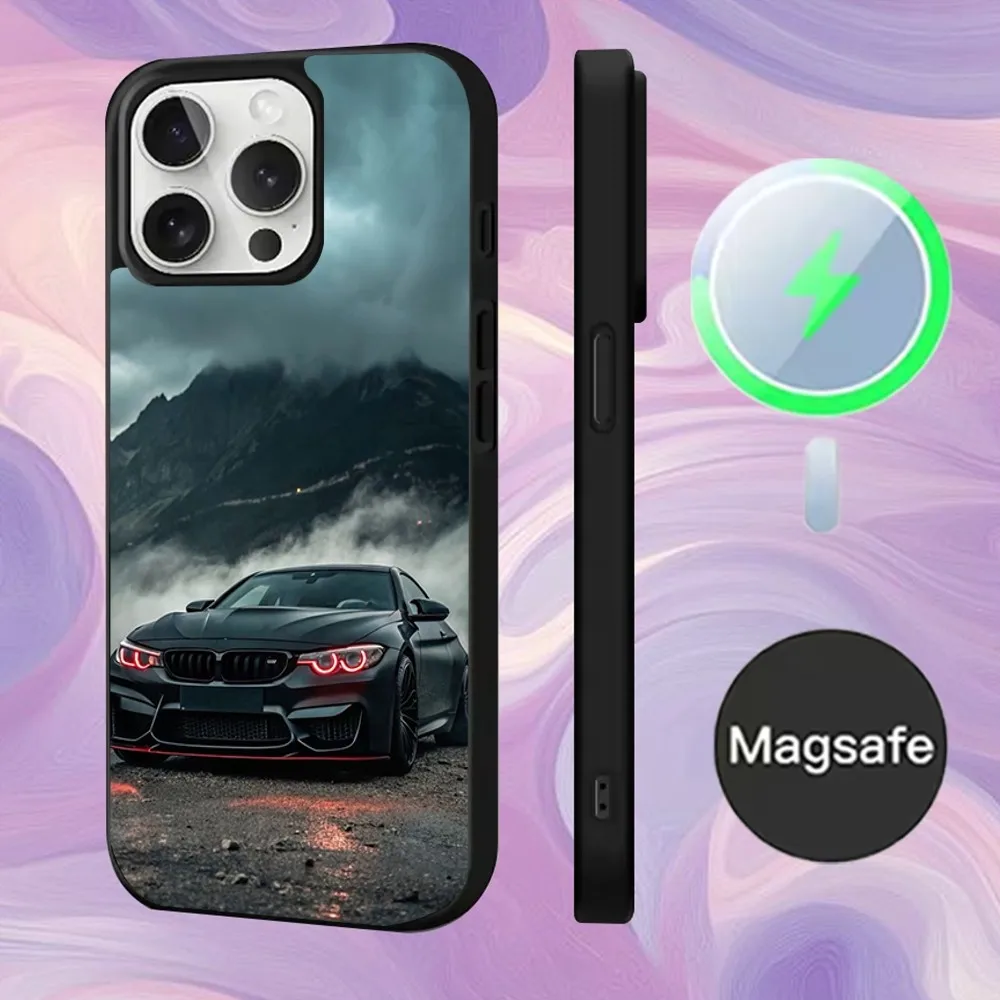 Zwart Wit voor B-BMW Telefoon Case Voor iPhone 16,15,14,13,12,11,Pro,Max,Plus,Mini,Magsafe,Magnetische Draadloze Opladen Case