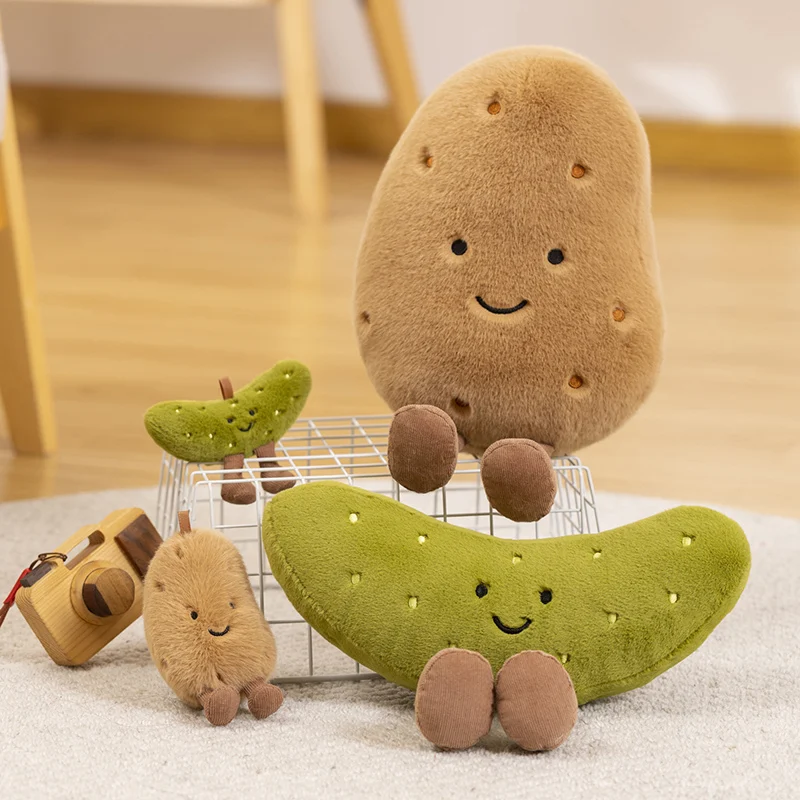 Kawaii Potato Plush Toys for Kids, bonecas fofas de pepino azedo, Plushie Stuffed Vegetable Toys, presentes de aniversário do bebê, decoração, 10cm