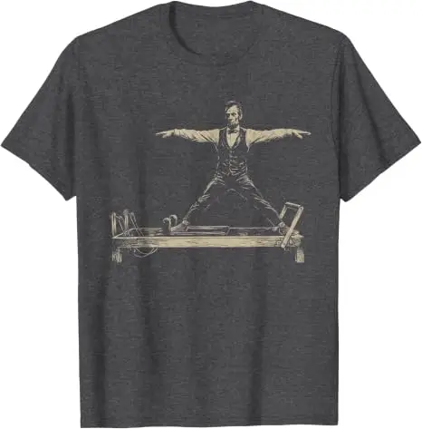 Lustiges Abraham Lincoln Pilates Reformer Workout Art T-Shirt Y2k Gym Doing Fitness Exercises Grafik Herrenbekleidung 4th of July Tee – Detail 9