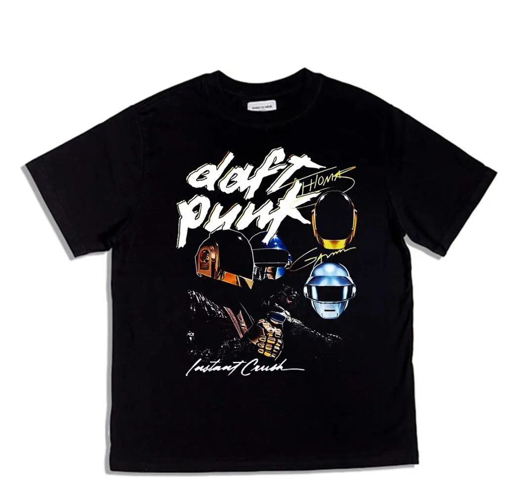 2024 Daft Punk TShirt Summer Men Cotton Tops Tees Women Casual Clothing Unisex Women Fashion Solid Color Short Sleeve Streetwear