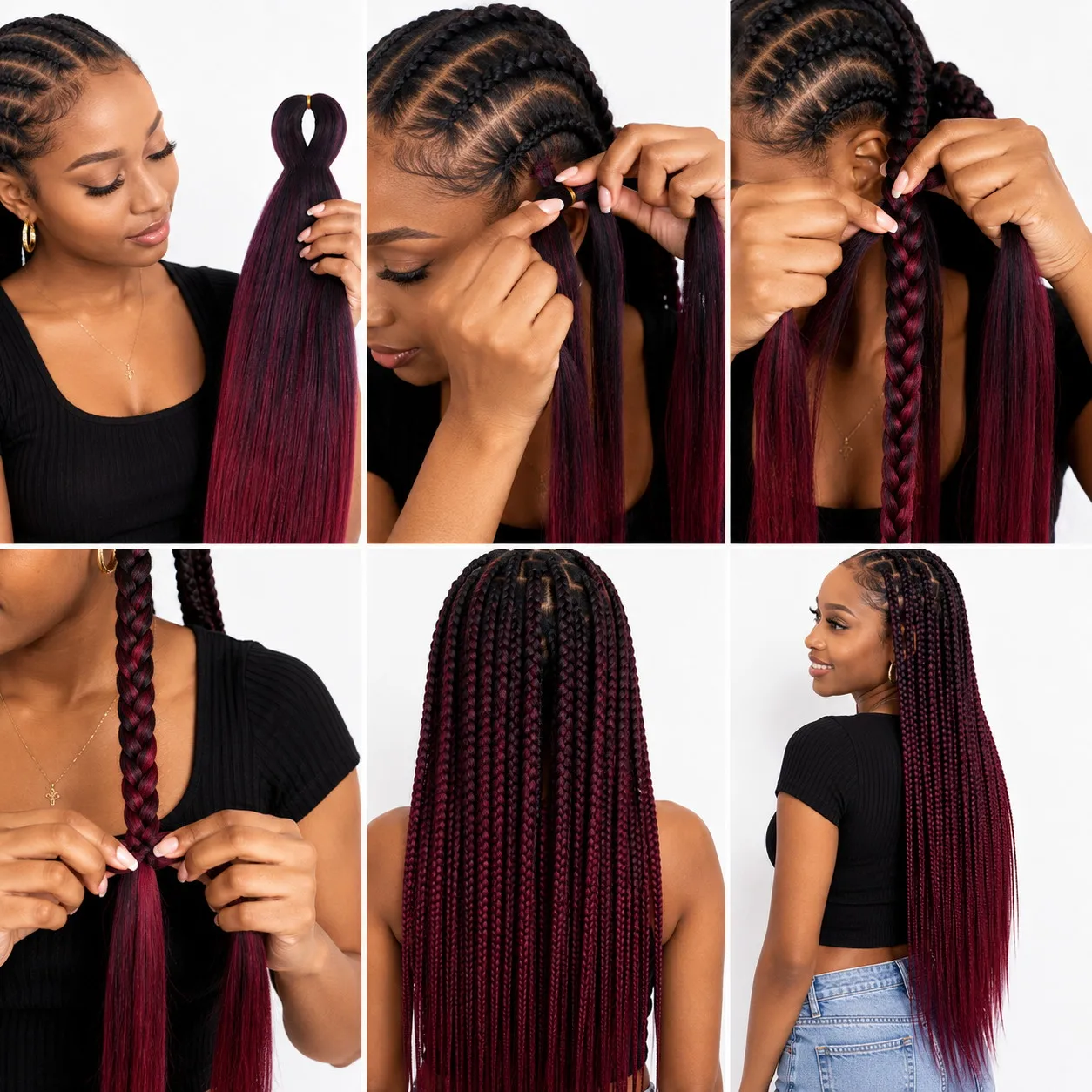 26 Zoll Ombre Synthetisches Flechthaar 90g Extensions DIY Box Braids Rope Twist Fishtail Langes Haar für Frauen Schützende Frisur – Detail 7