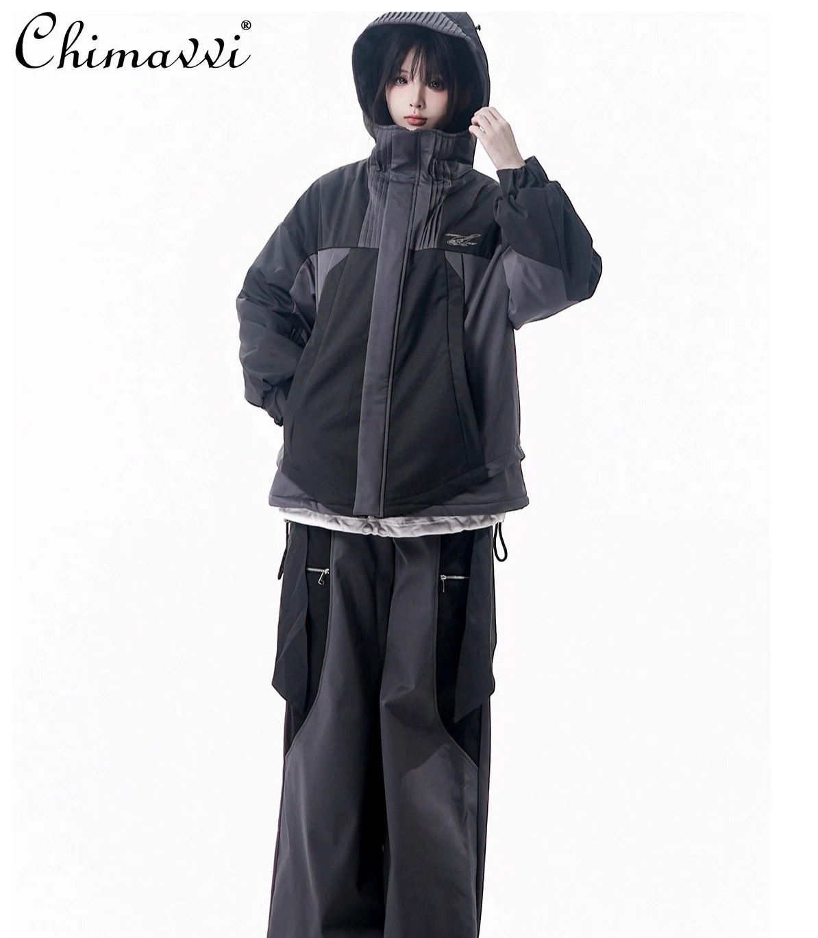 

Original Japanese Sweet Cool Girls Zip Hooded Jacket Autumn Winter New College Style Student Y2K Loose Coat Skirt Pants Outfits
