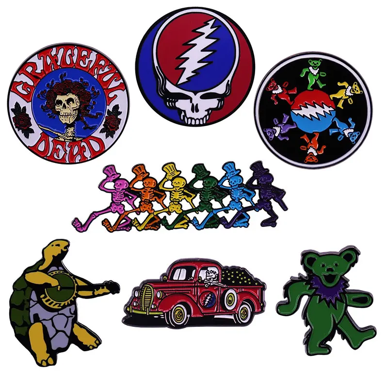 The Grateful Dead Rock Band Enamel Pin Music Metal Badge Punk Psychedelic Pins Fashion Jewellery Backpack Accessory Gifts