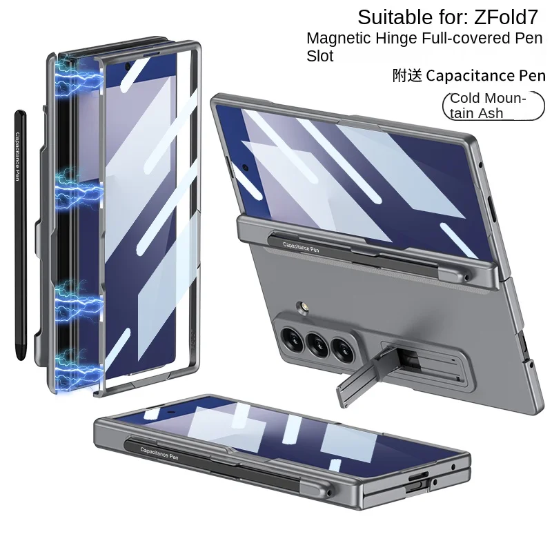 

For Samsung Galaxy Z Fold 7 Case Hard Stand Pen slot Glass Flim Protective Back Cover Case For samsung Z Fold 7 6 5 Phone Shell
