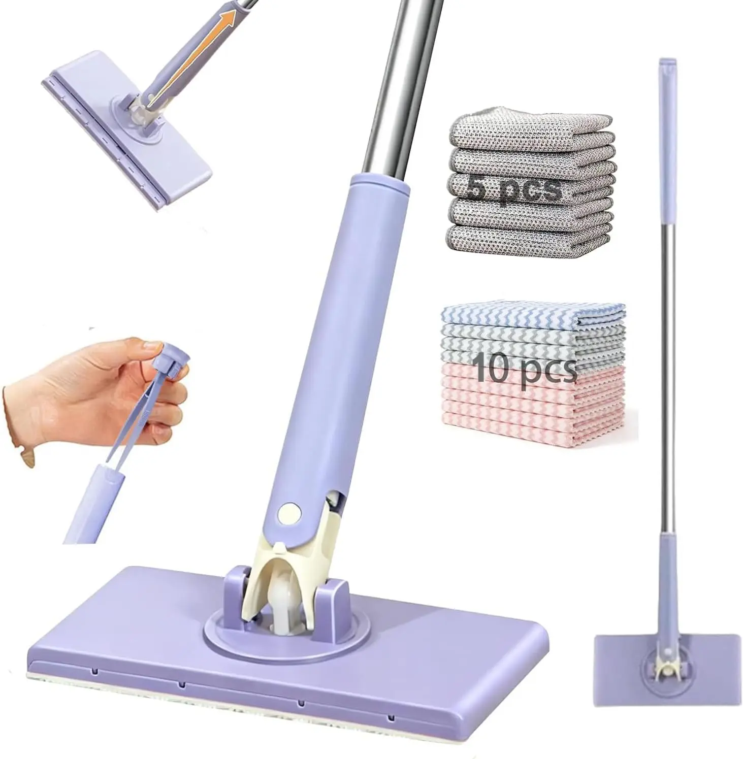 

Швабра Zero Touch Mini Mops, мини-швабра с автоматической системой быстрой смены тряпки и ручкой для отжима без рук, одноразовая швабра для уборки пыли