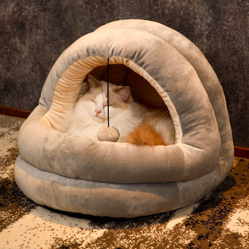 Pet Tent Cave Bed for Cats Small Dogs Self-Warming Cat Tent Bed Cat Hut Comfortable Pet Sleeping Bed Foldable Washable