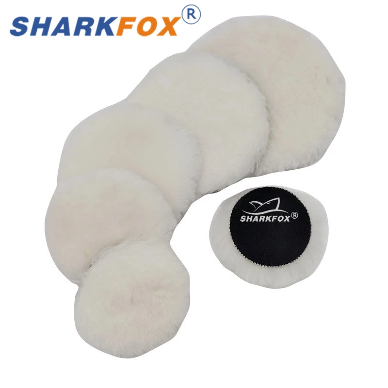 Sharkfox Wool Polishing Disc 80-180mm Heavy Cutting Pad Wool Polishing Buffing Pads High Density Lambs For Polisher Waxing