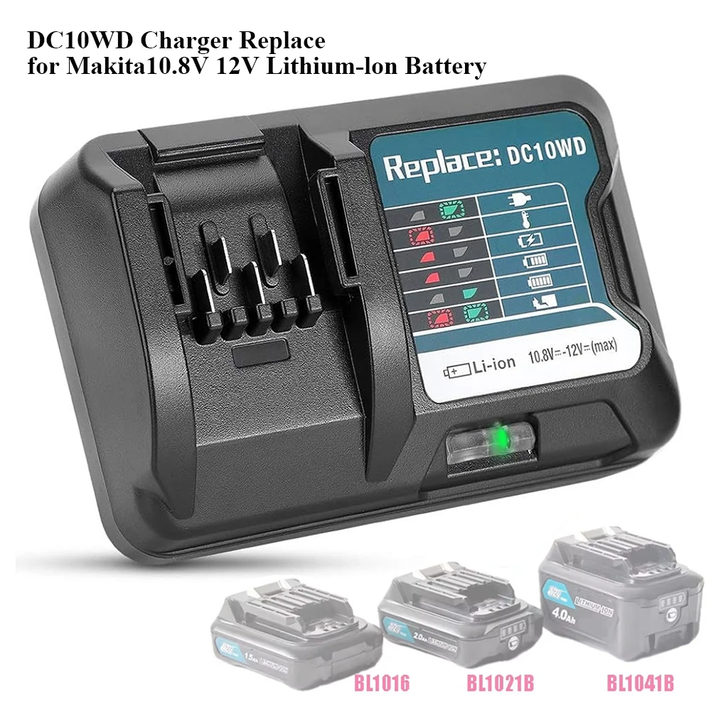 Batterie Li-Ion DC10WD, Charge rapide pour Makita 10.8V 12V, outil BL1015 BL1016 BL1021B BL1041B FD05 40W 3A, chargeur de lumière LED au Lithium