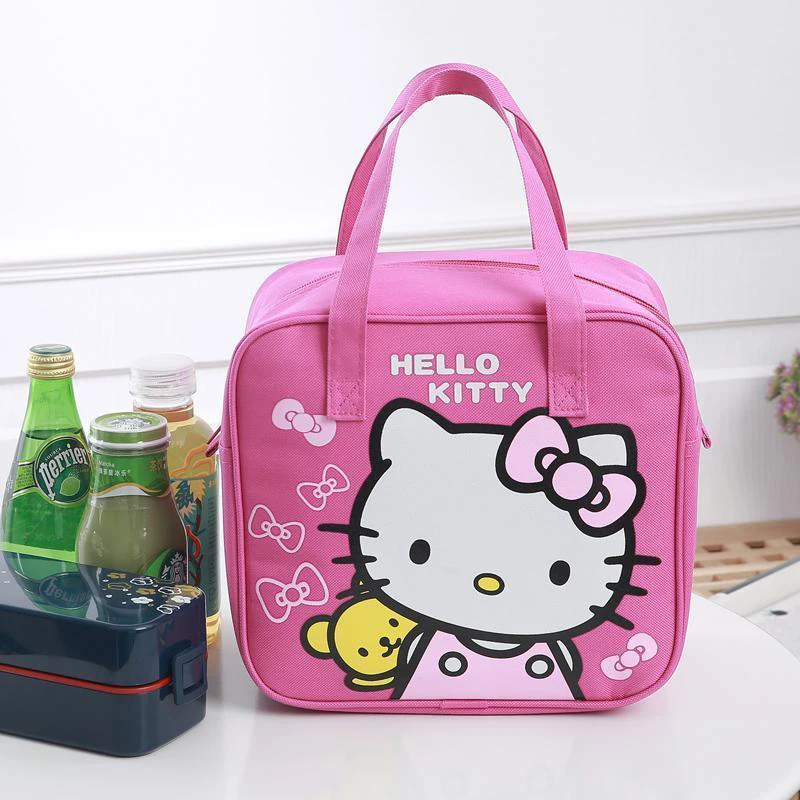 Torebka kosmetyczna Hello Kitty Kawaii Sanrio Anime Cartoon dziewczęcy nadruk studencki przenośna płócienna torba na przenośne pudełko na Lunch