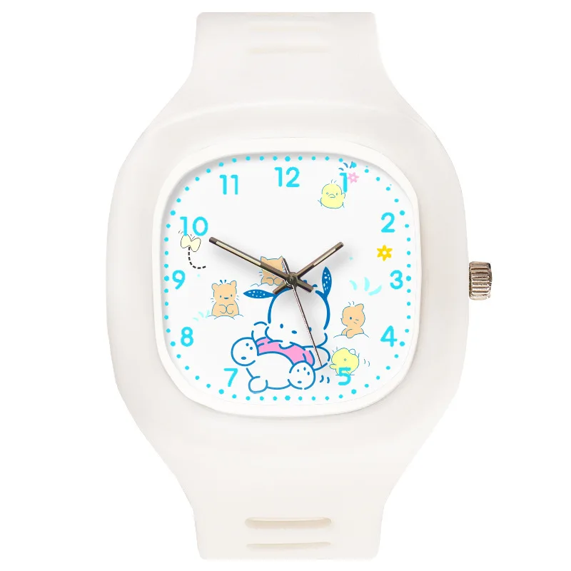 Montre-bracelet mélodie de dessin animé pour enfants, bracelet en silicone, montre à quartz, Sanurgente Hello Kitty, Kuromi Cinnamoroll, cadeaux