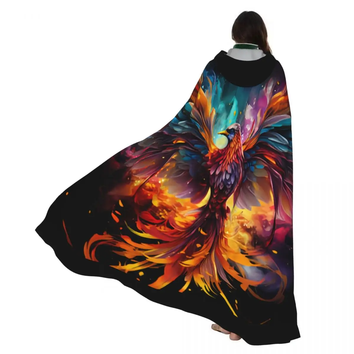 

Cosplay Medieval Costumes Phoenix With Fire Hooded Cloak Capes Long Robes Jackets Coat Carnival