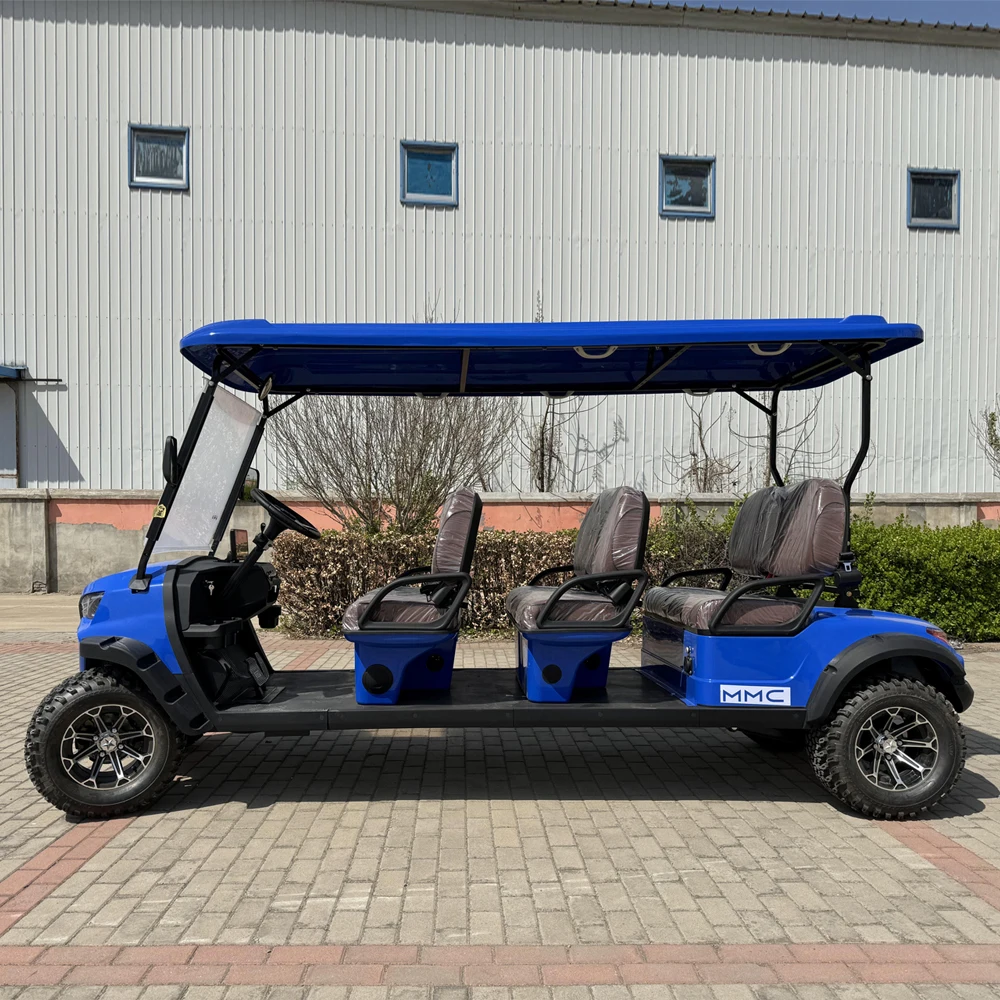 Voiturette de golf électrique approuvée CE, véhicule utilitaire adulte, voiture de club, bumoustique, batterie au lithium 72V, 4 roues, 6 places