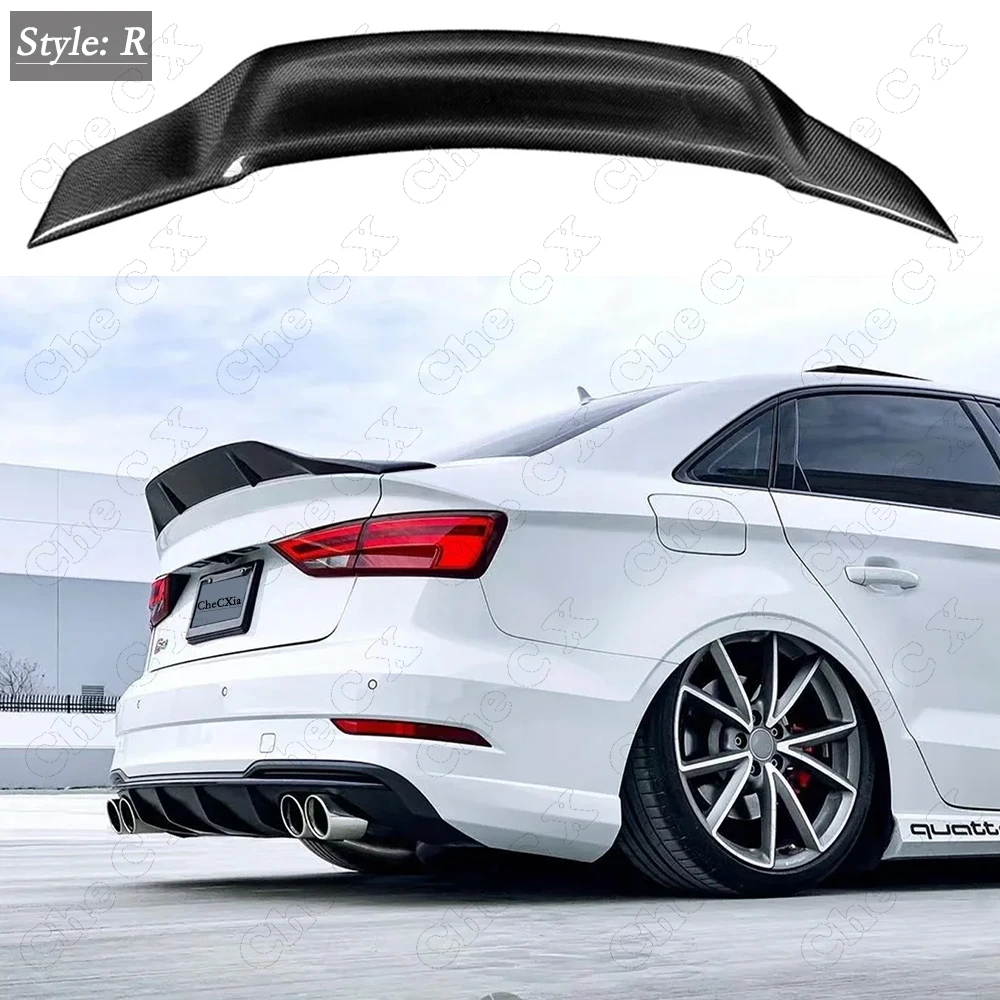 For AUDI A3 S3 RS3 8V Limousine Sedan R Style Carbon Fiber Rear Spoiler Trunk Wing 2013-2020 Forged