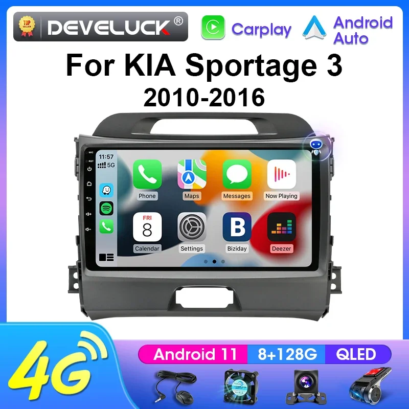 

For KIA Sportage 3 2010-2016 2 Din Android 12 Car Radio Stereo Multimedia Video Player Carplay Auto 4G Navigation GPS Head Unit