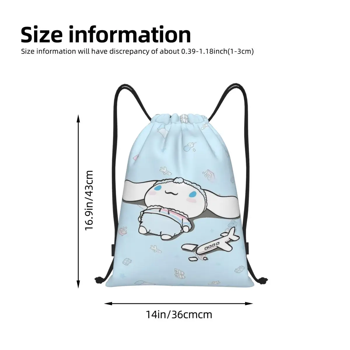 Mochila personalizada Cinnamoroll con cordón, bolsa de gimnasio deportiva para mujeres, hombres, mochila de entrenamiento para perros blancos